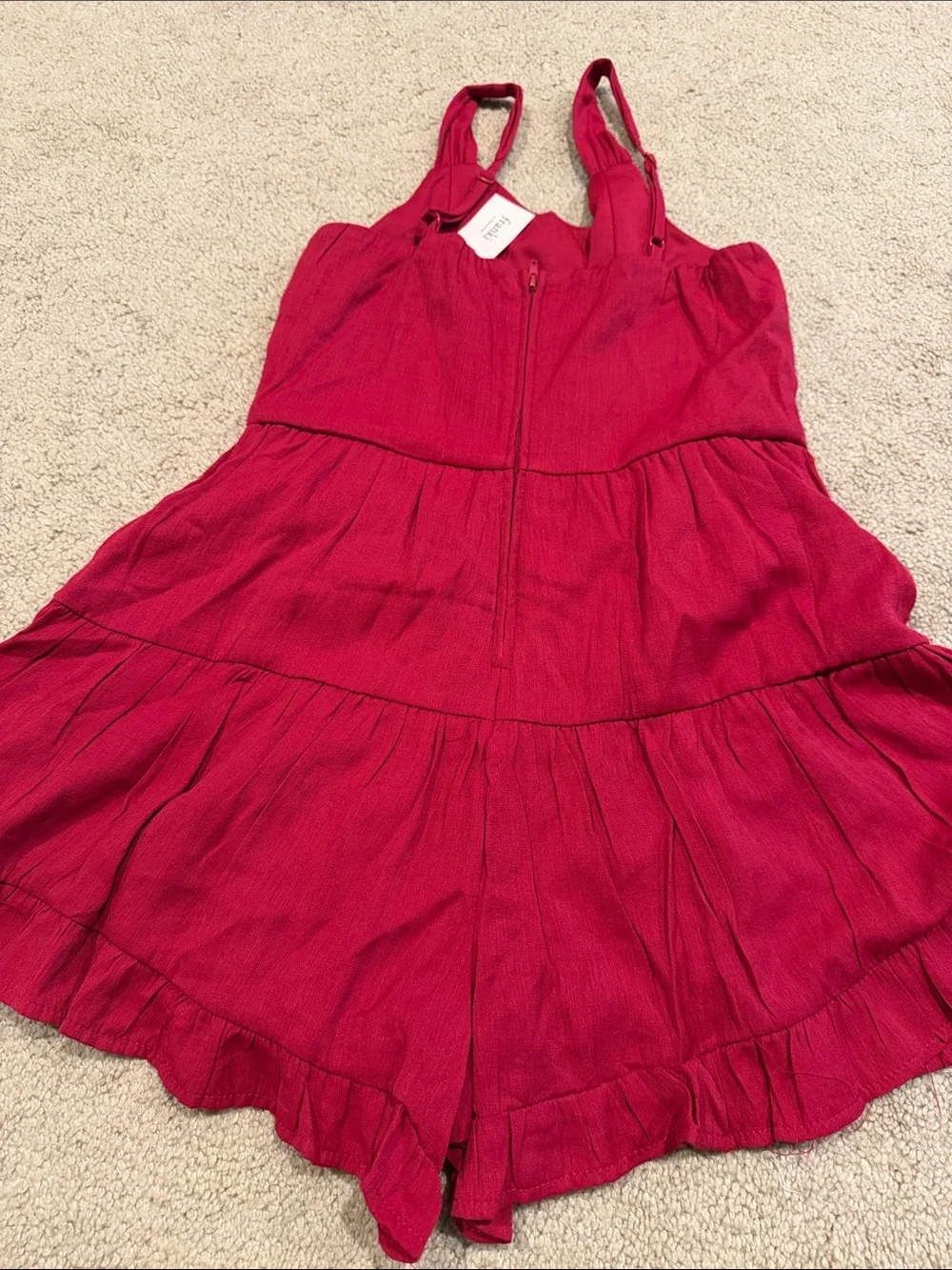 Franki Girls' Sleeveless Tiered Romper Dress in Deep Pink Sz 10 nwt